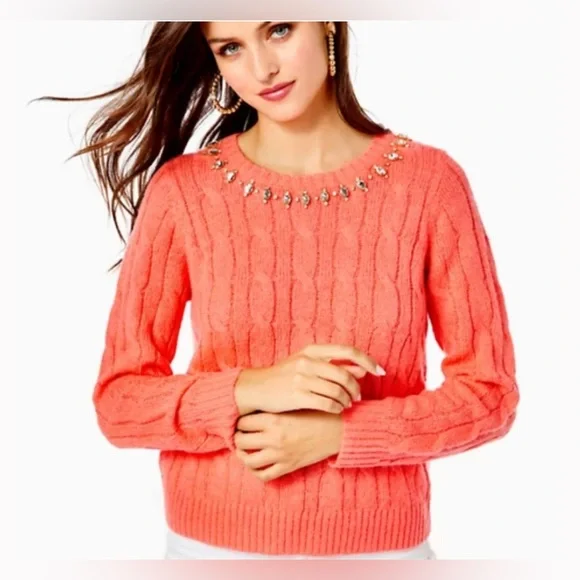 Lilly Pulitzer Sweaters Lilly Pulitzer Dario Coral Embellished